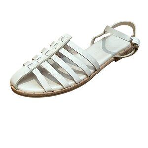 FREDA SALVADOR Maria Fisherman Flat Sandal, White, Size 9.5